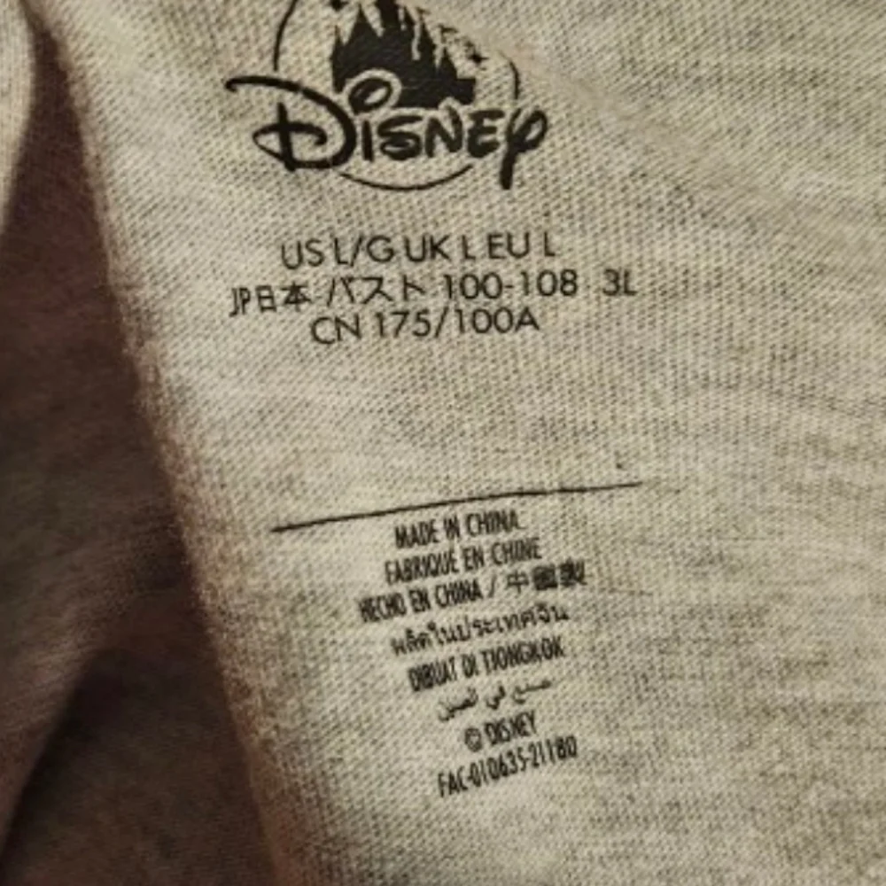 Disney Minnie Mouse Gray Theme Park Long Sleeve Tee Sz Lg